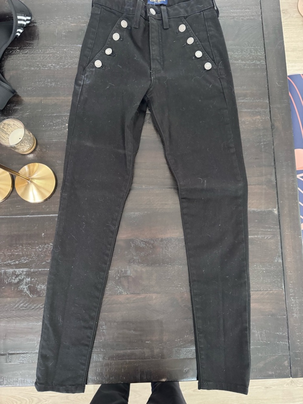 Ramy Brook Black Skinny Jeans with Silver Button Detail